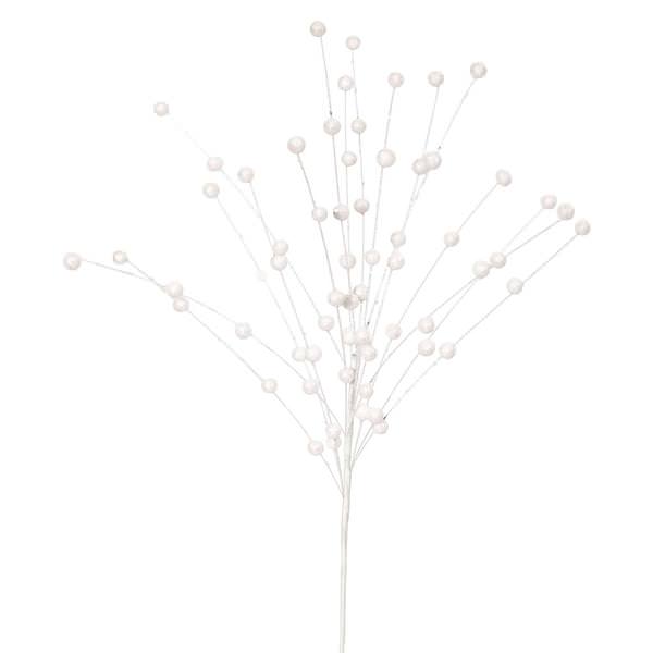 18" White Glitter Sequin Berry Spray