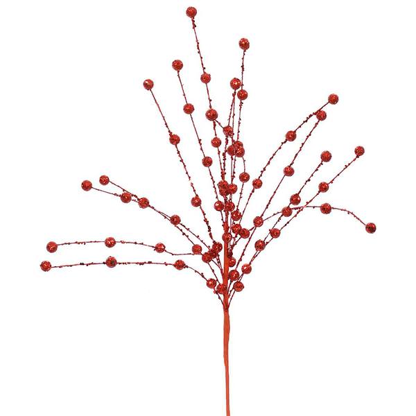 18" Red Glitter Sequin Berry Spray