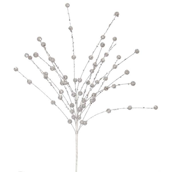 18" Silver Glitter Sequin Berry Spray