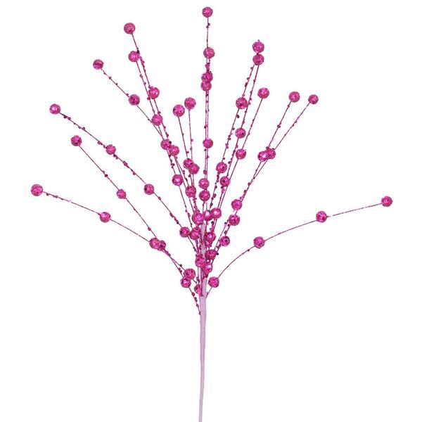 18" Magenta Glitter Sequin Berry Spray