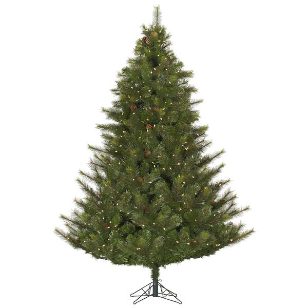 12' x 106" Artificial Modesto Mixed Pine 2,200 Warm White Italian LED Lights with Pine Cones