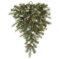 Vickerman 32" Artificial Modesto Mixed Pine Teardrop 50 Clear DuraLit Miniature Lights with Pine Cones