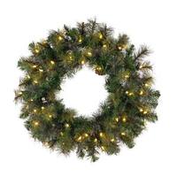 Vickerman 30" Modesto Mixed Pine Wreath 50 Warm White LED Lights