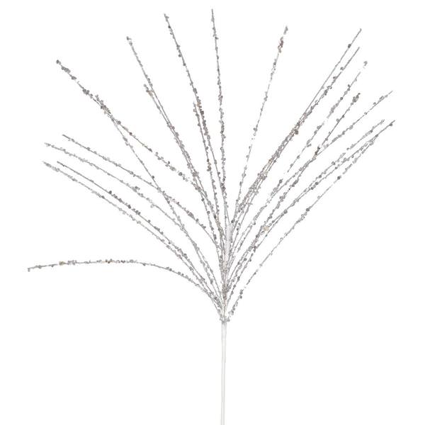22" Silver Glitter Sequin Grass Spray