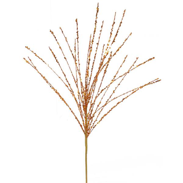22" Burnished Orange Glitter Sequin Grass Spray
