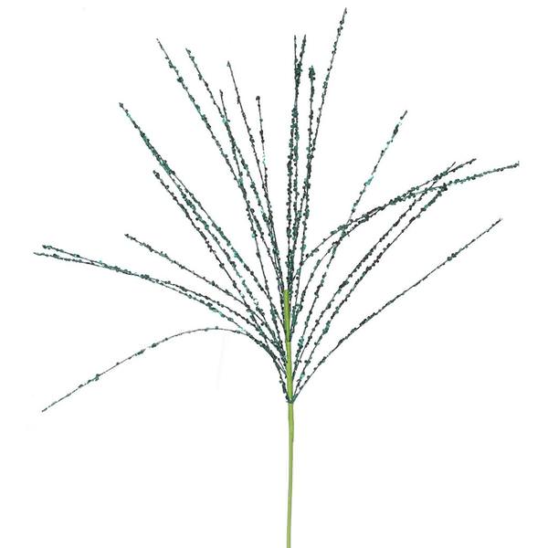 22" Emerald Glitter Sequin Grass Spray