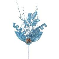 Vickerman 8" Turquoise Glitter Sequin Foliage Cone Spray