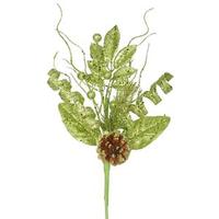 Vickerman 8" Lime Glitter Sequin Foliage Cone Spray