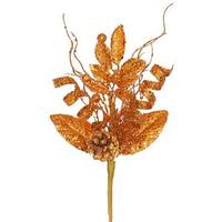 Vickerman 8" Burnished Orange Glitter Sequin Foliage Cone Spray