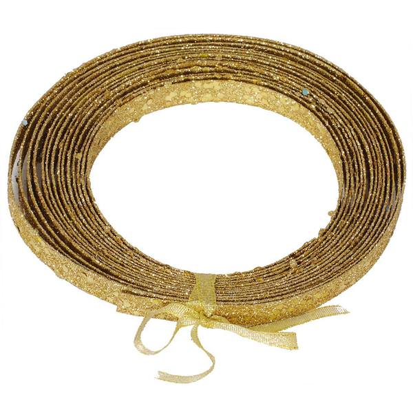 23' x .5" Gold Glitter Plastic Ribbon