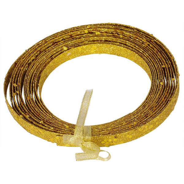 23' x .5" Antique Gold Glitter Plastic Ribbon