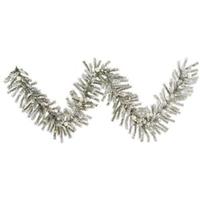 Vickerman 9' X 14" Artificial Flocked London Fir Garland 110 Warm White Italian LED / Frosted White G40 Lights
