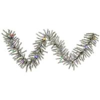 Vickerman 9' X 14" Artificial Flocked London Fir Garland 110 Multi-Color Italian LED / Multi-Color G40 Lights