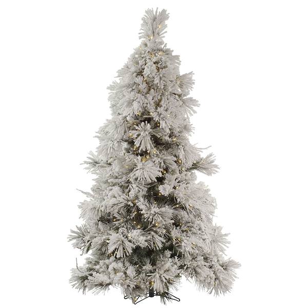 7.5' x 60" Artificial Flocked Pocono Pine 650 Warm White Italian LED Lights