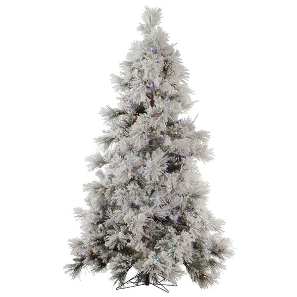 7.5' x 60" Artificial Flocked Pocono Pine 650 Multi-Color Italian LED Lights