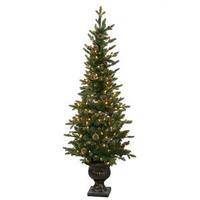 Vickerman 5' x 24" Artificial Gold Pine Crest Potted 150 Clear Miniature Lights