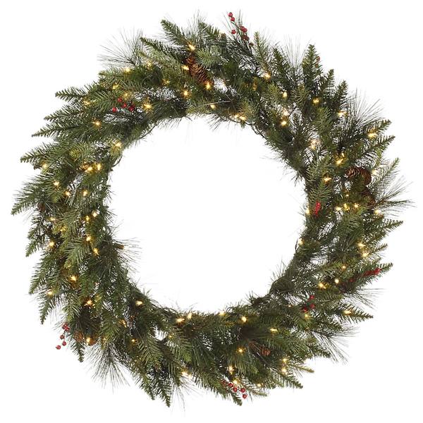 24" Artificial Vallejo Mix Pine 50 Clear DuraLit Miniature Lights with Berries and Pine Cones