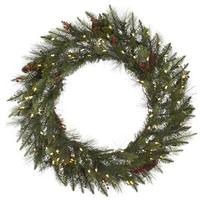 Vickerman 48" Artificial Vallejo Mixed Pine Wreath 100 Warm White LED Lights