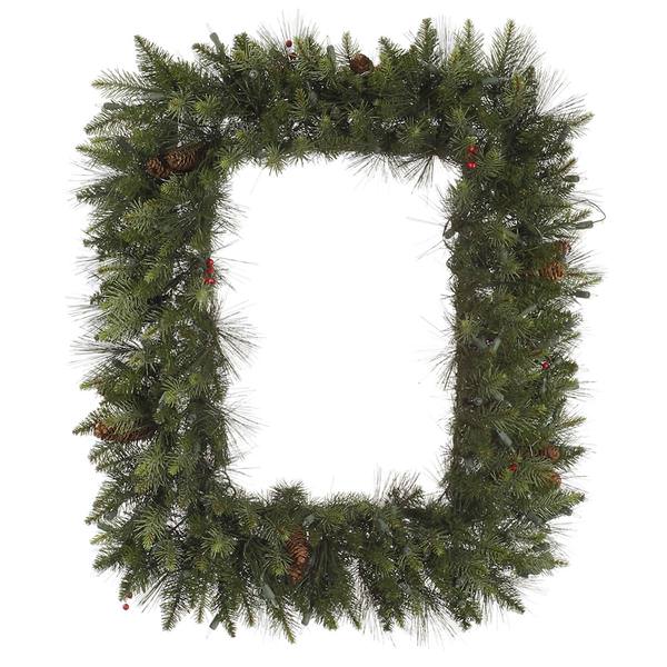36" Artificial Vallejo Mix Pine Rectangle with Berries and Pine Cones