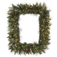 Vickerman 36" Artificial Vallejo Mix Pine Rectangle 100 Clear DuraLit Miniature Lights with Berries and Pine Cones
