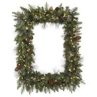 Vickerman 36" Artificial Vallejo Mix Pine Rectangle 100 Warm White Italian LED Lights with Berries and Pine Cones