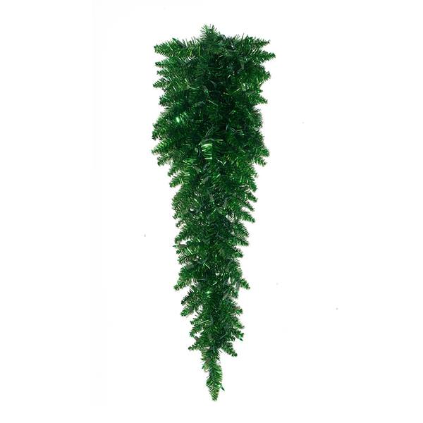 36" Artificial Tinsel Green Fir Teardrop 50 Green Miniature Lights