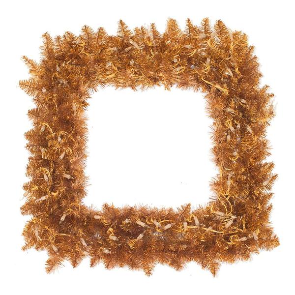 30" Artificial Copper Fir Square Wreath 70 Clear Lights