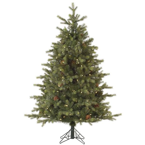 9' x 77" Artificial Rocky Mountain Fir 1,350 Warm White Italian LED Lights with Pine Cones