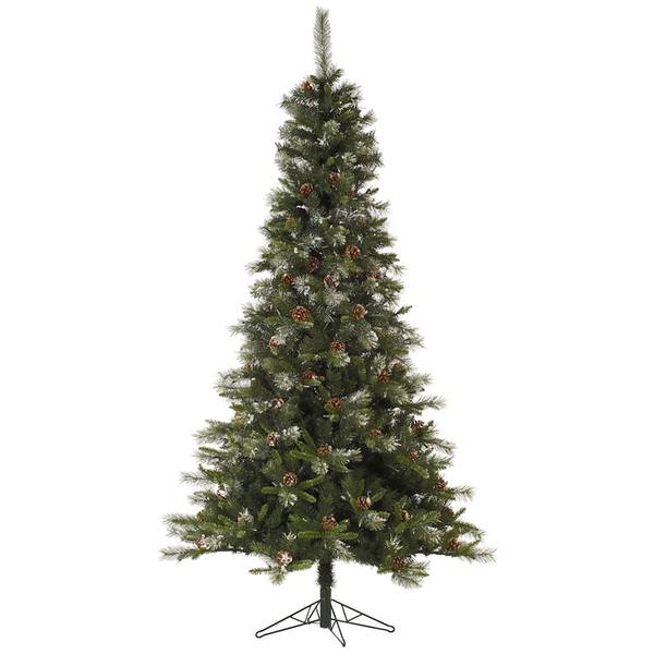 9' x 57" Artificial Iced Sonoma Spruce with Pine Cones