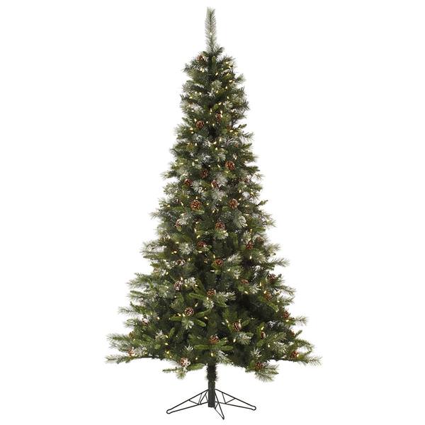 10' x 66" Artificial Iced Sonoma Spruce 1,150 Warm White Italian LED Lights with Pine Cones