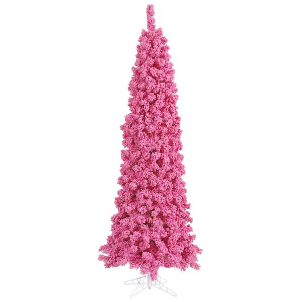 5.5' x 22" Flocked Pink Pencil Fir