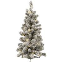 Vickerman 3' x 20" Artificial Flocked Kodiak 65 Warm White Italian LED / Frosted White G40 LED Lights