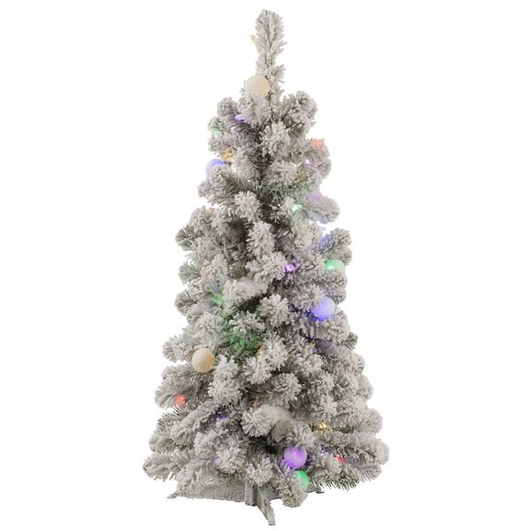 3' x 20" Artificial Flocked Kodiak 65 Multi-Color Italian LED / Multi-Color G40 LED Lights