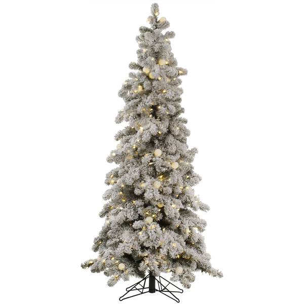 6' x 36" Artificial Flocked Kodiak Spruce 450 Warm White Italian LED / G40 Lights