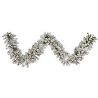 Vickerman 9' X 14" Artificial Flocked Kodiak Garland 110 Warm White Italian LED / Frosted White G40 Lights