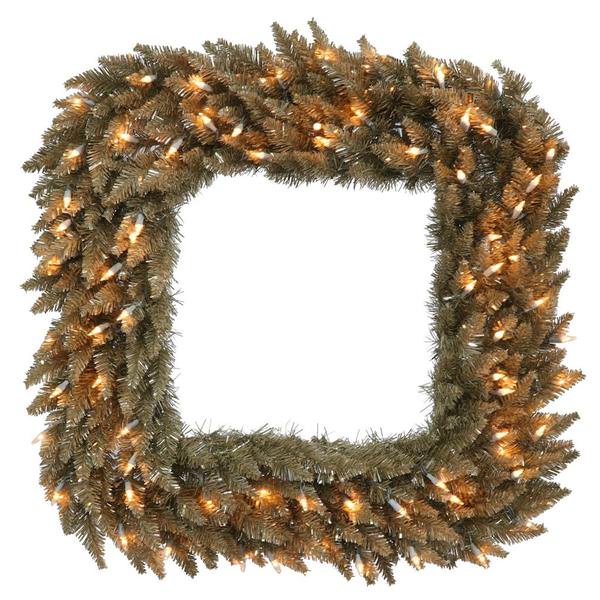 30" Artificial Antique Champagne Fir Square 70 Clear Miniature Lights