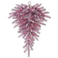 Vickerman 36" Artificial Orchid Pink Tinsel Teardrop 50 Pink Miniature Lights