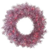 Vickerman 24" Artificial Orchid Pink Tinsel 50 Pink Miniature Lights