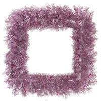 Vickerman 30" Artificial Orchid Pink Tinsel Square Wreath