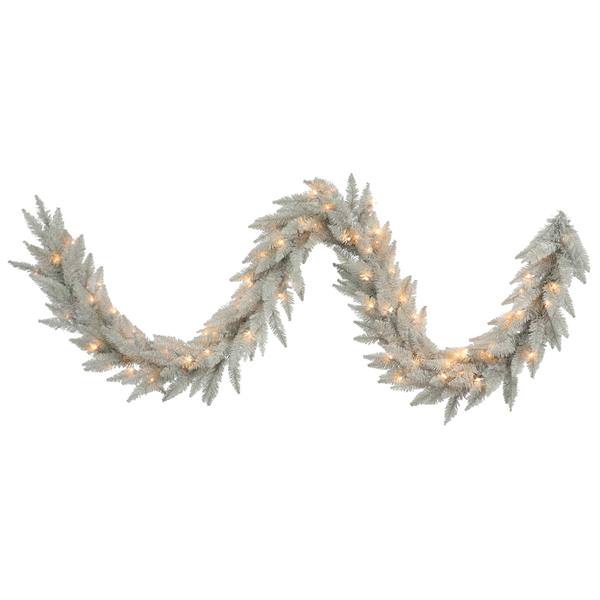 9' x 14" Artificial Grey Fir Garland 100 Clear Miniature Lights