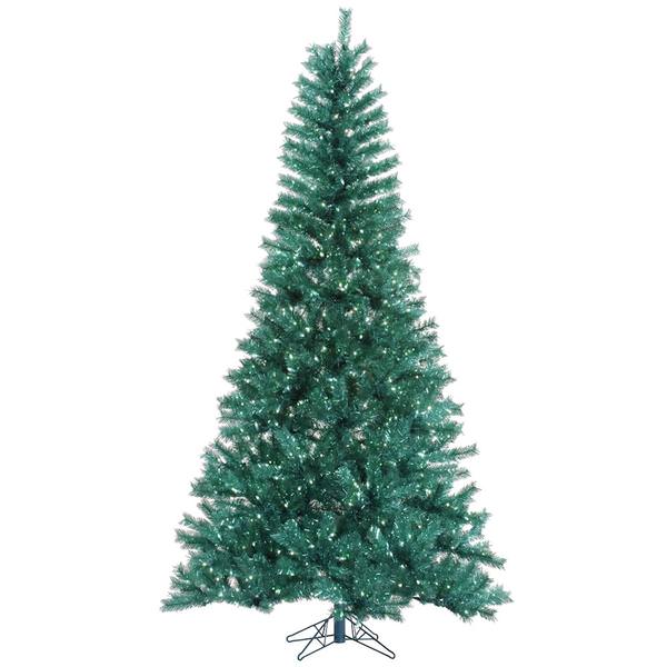 6.5' x 42" Aqua Tinsel 450 Teal Miniature Lights