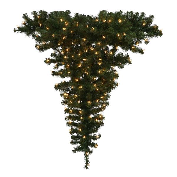 3.5' x 42" Artificial Green Ceiling Tree 250 Clear Miniature Lights