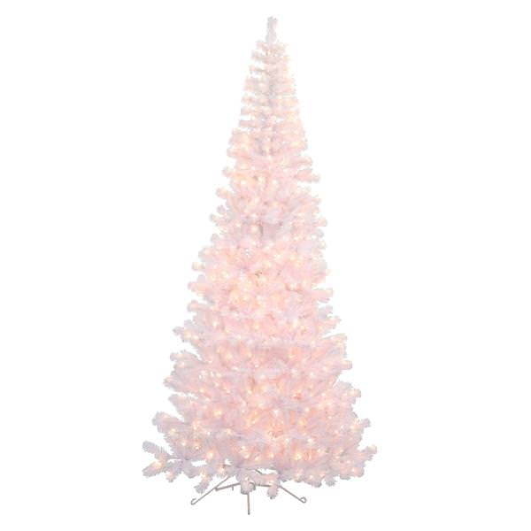 7.5' x 49" White Fir Corner Tree 400 Clear Miniature Lights