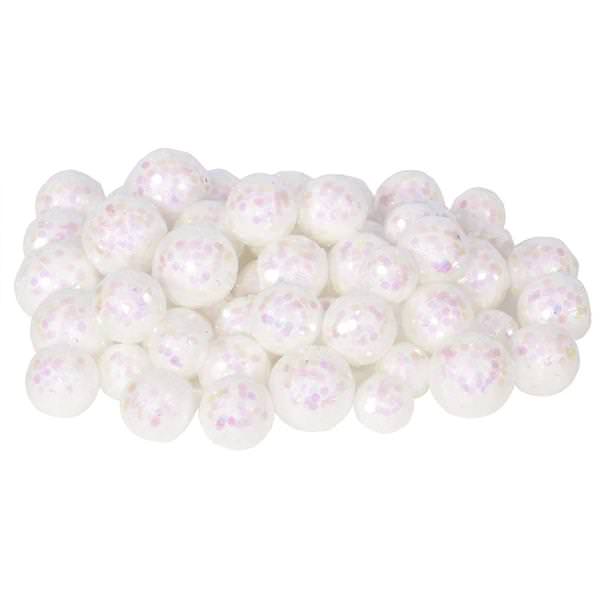 20-25-30MM White Glitter Ball Ornament (68-72 pack)