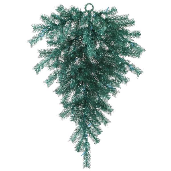 36" Artificial Aqua Tinsel Teardrop