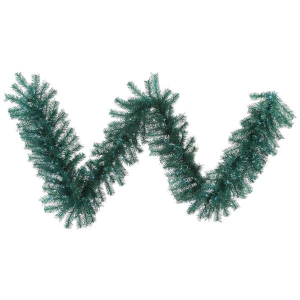 9' x 14" Artificial Aqua Tinsel Garland