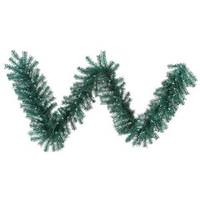 Vickerman 9' x 14" Aqua Tinsel Garland 100 Teal Miniature Lights