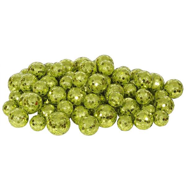 20-25-30MM Lime Glitter Ball Ornament (68-72 pack)