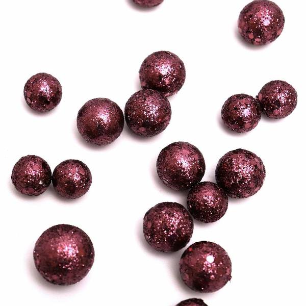 20-25-30MM Dark Mauve Glitter Ball Ornament (68-72 pack)