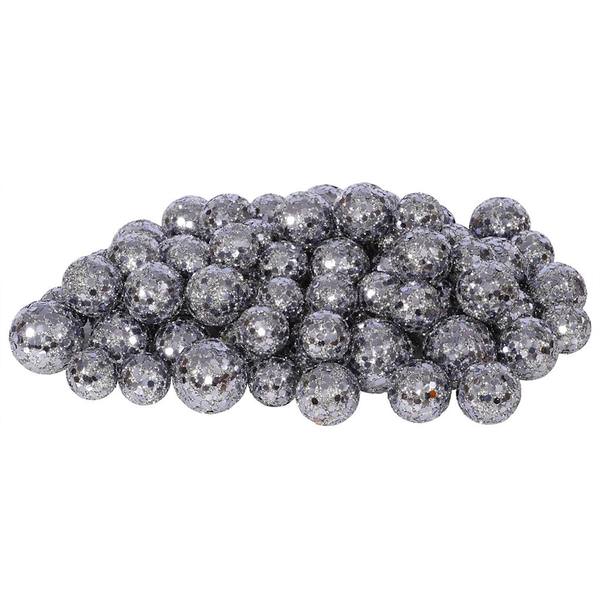 20-25-30MM Pewter Glitter Ball Ornament (68-72 pack)